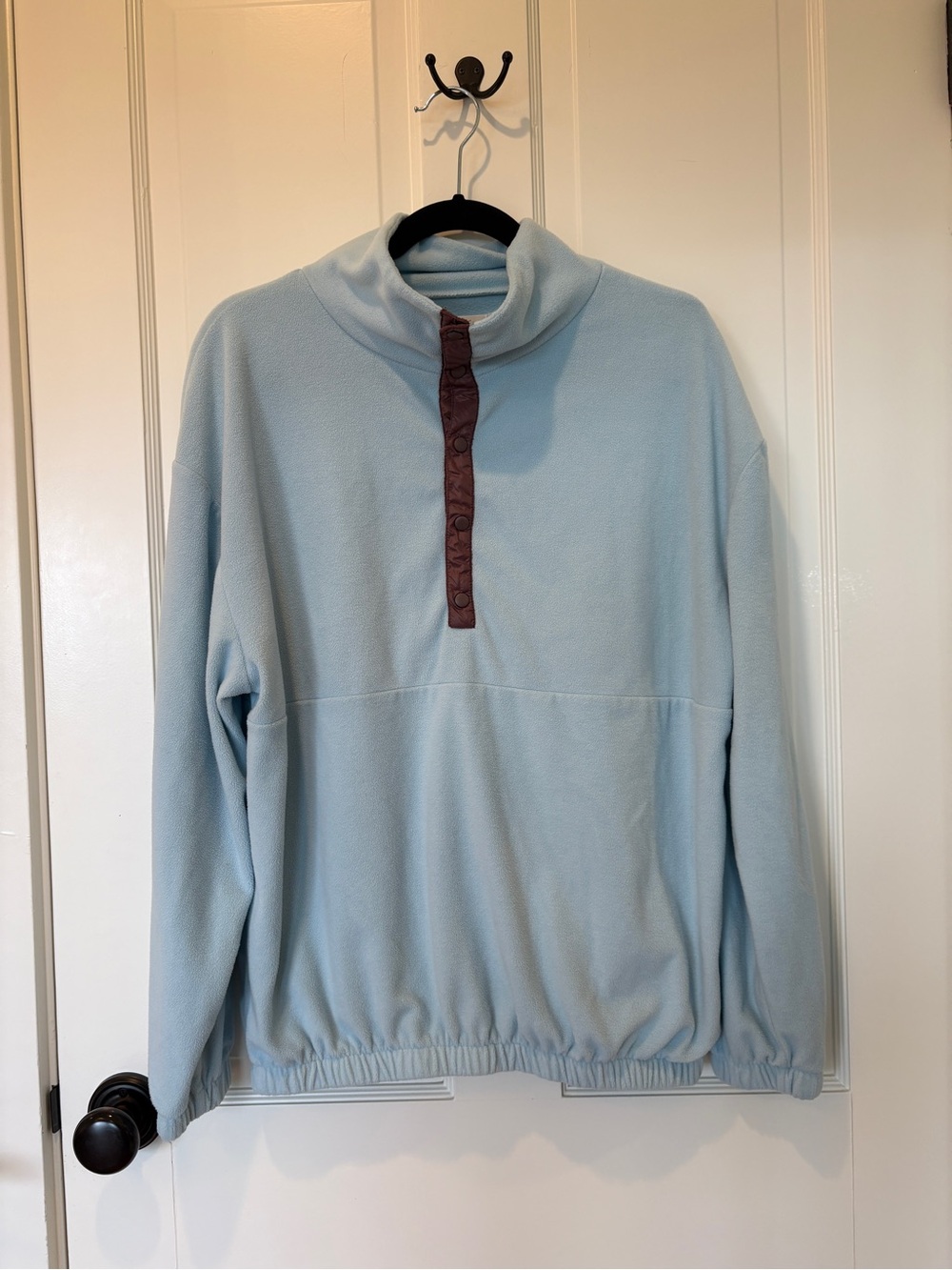 Urban Outfitters Light Blue Quarter-Button Fleece Pullover